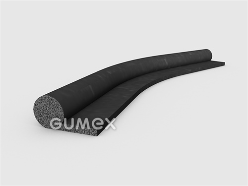 "P" mikroporöses Gummiprofil, 28x14/3mm, Dichte 500kg/m3, EPDM, -30°C/+80°C, schwarz, 
